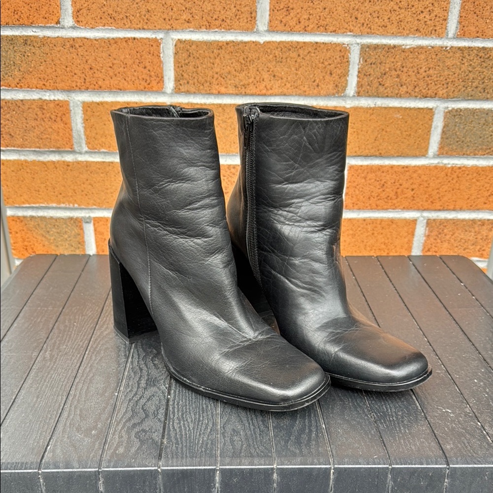 Elegant Black Leather Ankle Boots
